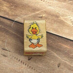 RUBBER STAMPEDE 604C HERE I AM BABY DUCK WOOD MOUNTED RUBBER STAMP BY SUZY'S ZOO